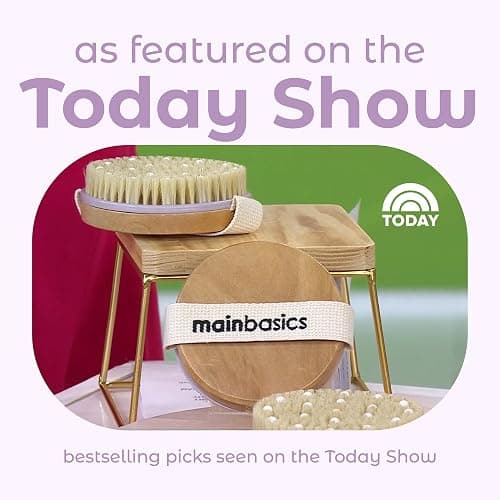 MainBasics Dry Brushing Body Brush for Lymphatic Drainage, Dry Skin, Cellulite, Blood Circulation with Exfoliating Natural Bristles and Massage Nodes for Flawless Skin thumbnail 6