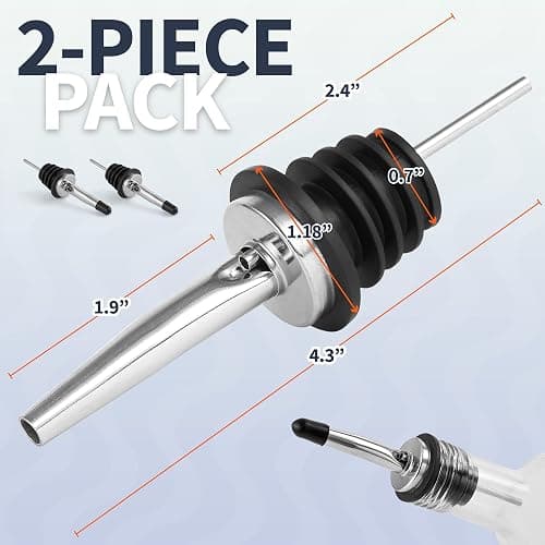 Zulay 2 Pack Stainless Steel Liquor Pourers with Rubber Dust Caps - Tapered Spout Liquor Bottle Pourers for Alcohol - Pour Spout For Liquor Bottles, Olive Oil Dispensers, Syrup, Vinegar, Juice thumbnail 2