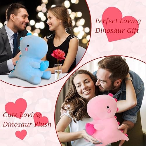 SQEQE Dinosaur Stuffed Animal, Loving Soft Dino Plush Toys with Holding Heart, Sweet Romantic Anniversary Birthday Gift for Her Girls Boys Girlfriend(Pink,12 inch) thumbnail 5