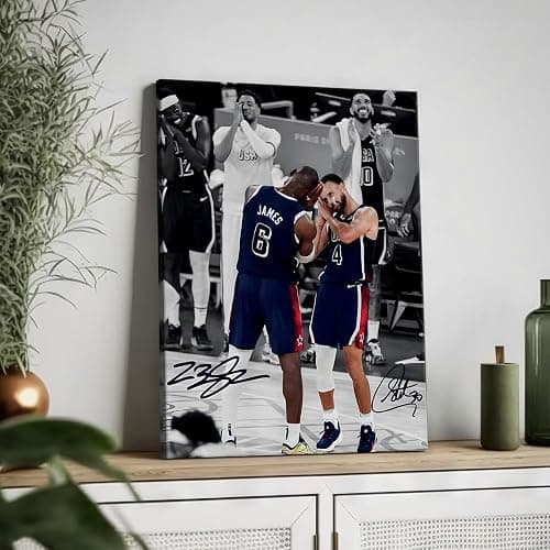 B.B.F MAKE Basketball Canvas Wall Art, James and Curry Poster Prints Sports Olympics on Paris Artwork Decoration Motivational Wall Decor for Gym Dorm Office Home Bedroom Living Room, Framed 16x20inch thumbnail 5