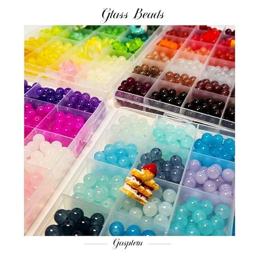 2500PCS 8mm Glass Beads Bracelet Making Kit, 96 Colors Crystal Beads for Jewelry Making, 4 Box Round Beads Suitable for Beginners thumbnail 4