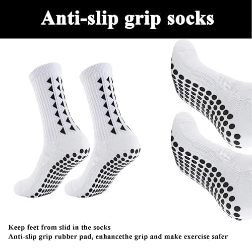 High Aesthetics Grip Socks for Football and Basketball - Cushioned Anti-Slip Sports Socks (UK, One Size Plus, 2 Pack, White, Kids) thumbnail 7