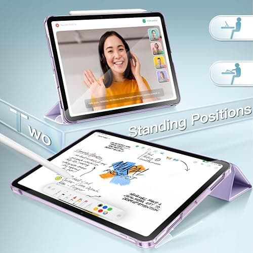 JETech Case for iPad Air 11" M4/M3/M2 & iPad Air 5/4, Light Purple | Cover for iPad Air 11" (2026-2024) & Air 5/4 10.9" (2022/2020), Translucent Back, Tri-Fold Stand, Auto Wake/Sleep thumbnail 5