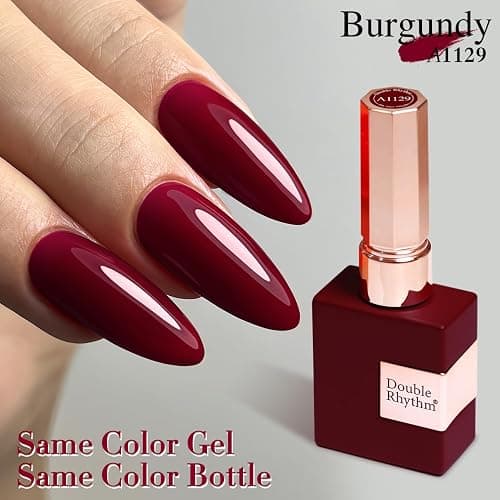 Double Rhythm 15ML Gel Nail Polish Pure Sheer Same Color Same Bottle Soak Off Gel Polish Art Manicure Salon DIY at Home for Women (Burgundy-A1129) thumbnail 3