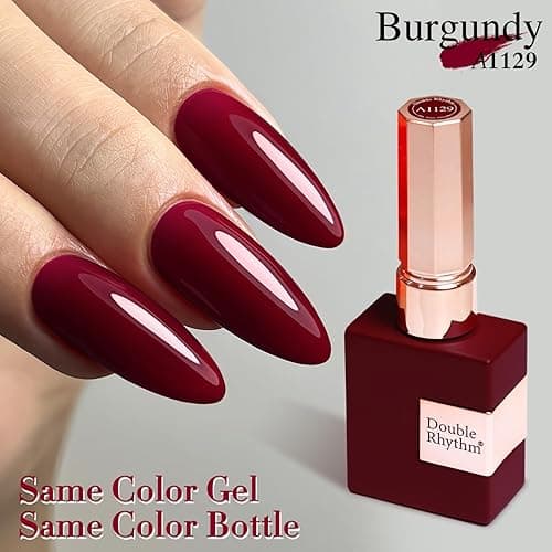 Double Rhythm 15ML Gel Nail Polish Pure Sheer Same Color Same Bottle Soak Off Gel Polish Art Manicure Salon DIY at Home for Women (Burgundy-A1129) thumbnail 4
