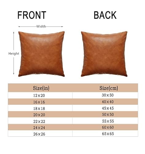 GEGELICA Faux Leather Throw Pillow Covers 18X18 Inch Set of 2 Brown Outdoor Modern Farmhouse Solid Decorative Pillow Covers for Room Couch Living Bedroom Bed Sofa thumbnail 3