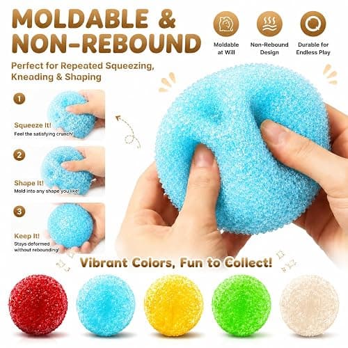 Crunchy Squishy ASMR Stress Ball, Ice Skin Squishy Toys, Hand Strengthening Devices with Different Resistance Levels for Finger Forearm Wrist Exercise Stress Relief (Blue) thumbnail 5