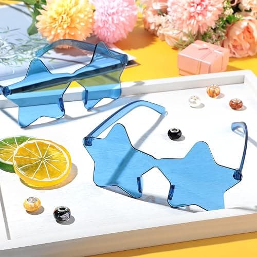 CHENGU 2 Pcs Rimless Star Shape Sunglasses Transparent Candy Color Y2k Star Glasses Accessories for Women Party Favor thumbnail 3