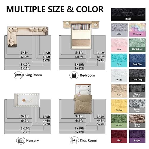 FinRèc Soft White Rugs for Bedroom Living Room, 4x6 Feet Modern Indoor Fuzzy Shaggy Area Rug, Non-Slip Fluffy Furry Rug for Nursery Kids Room Dorm Room Home Decor, High Pile Plush Floor Carpet - 4x6 Feet - White thumbnail 7
