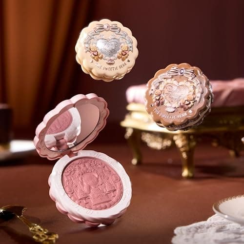 Flower Knows The Sweetie Bear Silk Satin Blush & Brush Set,Talc-Free Rose Pink Powder Blush,Highly Pigmented,Buildable&Blendable,Radiant Cheek Color for a Lively Glow,Gift-Worthy(03 Rose Chanson) thumbnail 4