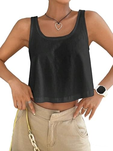 Womens Sexy Crop Tops Loose Fit Cropped Tank Tops for Teen Girls - Image 1