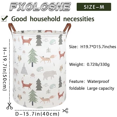 FXOLCSHE Animal Baby Laundry Basket,Woodland Animals Baby laundry hamper,Toy basket for boys,Nursery Hamper Gift Baskets for Bedroom,Toy Bin,Gift Basket.Baby room decor(Animal) thumbnail 3