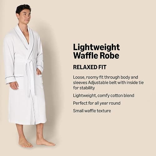 Amazon Essentials Mens Lightweight Waffle Bathrobe (Available in Big & Tall) thumbnail 2