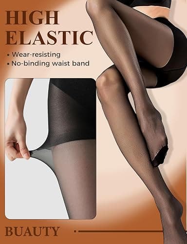 YOGINGO 20D Sheer Black Tights for Women, Breathable Pantyhose for Women, women's stockings with Reinforced Toe thumbnail 5
