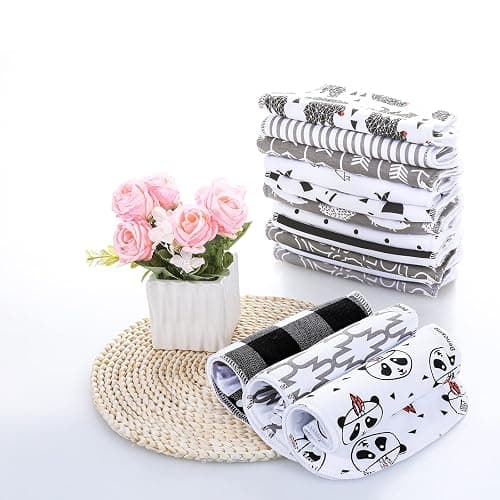 Benoxine Baby Burp Cloths & Baby Bibs 2-in-1 Design Large Size 3 Layers Thicken Cotton Super Absorbent and Soft Baby Spit Up Burping Rags Baby Burp Cloth Set for Boys and Girls Solid 12 Pack thumbnail 7