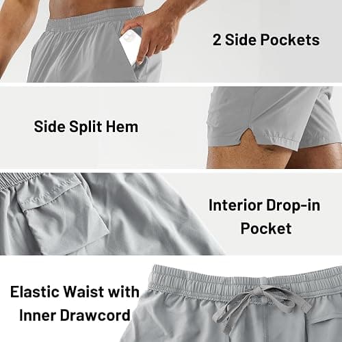 MIER Men's Workout Running Shorts Quick Dry Active 5 Inches Shorts with Pockets, Lightweight, Breathable thumbnail 4
