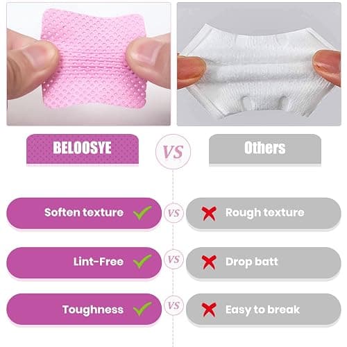 540 PCS Lint Free Nail Wipes, Eyelash Extension Glue Wipes, Super Absorbent Soft Non-woven Fabric Nail Polish Remover Wipes, Cleaning Pad Cloth for Lash Extension Supplies & Nail Polish Bottle(Pink) thumbnail 6