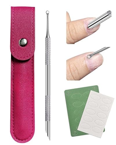 Loop Cuticle Pusher, Pre-treatment Cuticle Pusher, Stainless Steel Round Cuticle Pusher with 100#/240# Grit Nail Files and 1p Storage Bags, For Salon & Home Use - Image 1