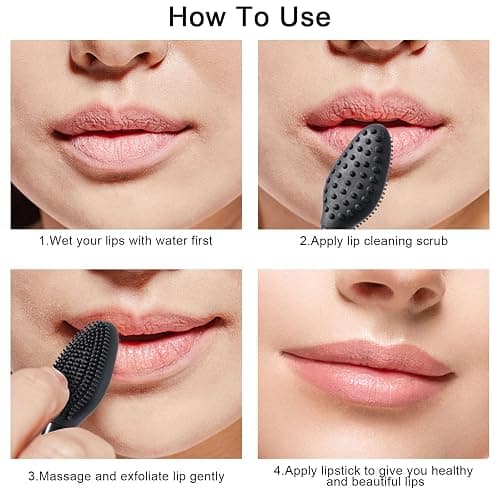 10 Pcs Lip Exfoliator Scrub Brush, Ooloveminso Silicone Lip Scrubber Exfoliating Brush, Soft Double-Side Lip Exfoliator Tool for Dark Lips, Lip Care and Beauty-Black thumbnail 6