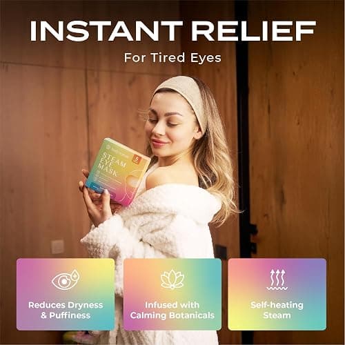 Body Restore Heated Eye Mask for Dry Eyes 5 Pack - Self Heating Warm Compress, Christmas Stocking Stuffers, White Elephant, Birthday Gifts for Women, Men, Stye Eye Treatment, Relaxation - Variety thumbnail 2