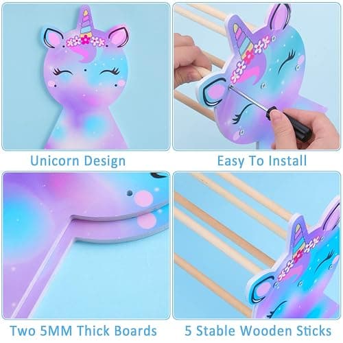 Basumee Girls Headband Holder Organizer Hair Hoop Headband Display Stand Unicorn Hairband Stand Organizer Headband Storage Home Room Decors for Girls, Blue Rose - Blue Rose thumbnail 4