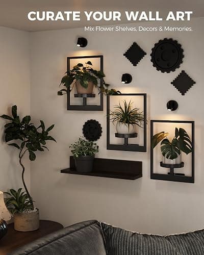 Bamworld Plant Stand with Lights Wall Planters for Indoor Plants Hanging Planter for Indoor Plants Plant Stand Indoor Wall Decor 3 Pack for Living Room Outdoor Entryway（3 spotlights） thumbnail 6