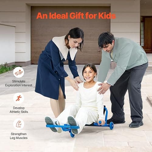 VEVOR Ride on Scooter, Load Capacity of 198 lbs, Swing Side-to-Side for Amazing Ride Powered by Zig-Zag Motion, Ride on Drifting Toy for Ages 10+, Rides on Any Hard Surface for Indoor & Outdoor, Blue thumbnail 9