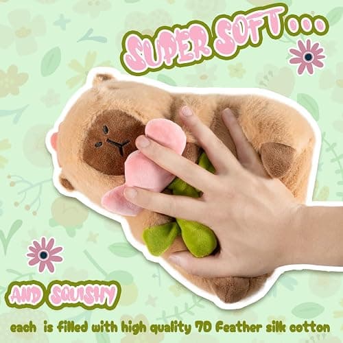 CHDBLOCK Flower Capybara Plush, Cute Capybara Plush Pillow Kawaii Flower Stuffed Aniamls Capybara Plushies Toys Gifts for Kids 11 inch thumbnail 4