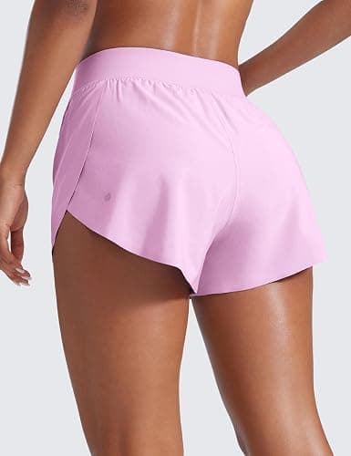 CRZ YOGA High Waisted Split Running Shorts 3" | Mesh Liner, Quick Dry, Lightweight, for Women thumbnail 2