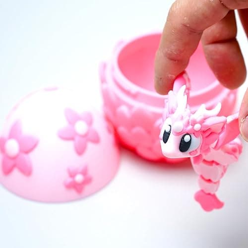 LUYUCUBE Colourful 3D Printed Dragon Egg,Little Dragon Inside Egg,Flexible Realistic Articulated Animal Fidget Toys,Mystery Figurines Gifts,Executive Desk Décor and Festival Collectible (Sakura) thumbnail 7