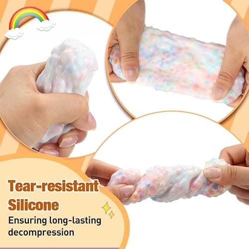 Tasdurian 12 Set DIY Making Kit, Macaron Color, Ocean | Milky Blank Stress Ball DIY Kit, Crunchy Stress Ball, Make Your Own Squeeze Kit Gift, 12 Skin Empty Squeeze Balls,Fill Bead thumbnail 4