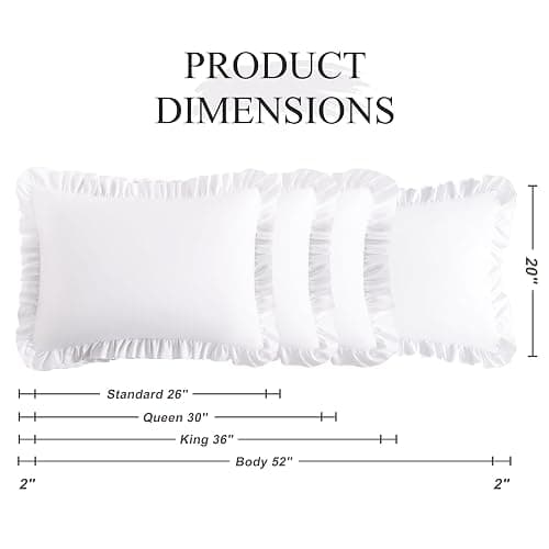 Aerlomi Ruffled Pillowcases, Standard Pillow Shams 20x26 Set of 2, Brushed Microfiber with Envelope Closure, Soft Wrinkle-Resistant, White thumbnail 2