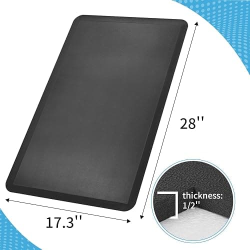 Art3d Anti Fatigue Mat - 1/2 Inch Cushioned Kitchen Mat -Comfort & Non Slip Cushion for Standing Desk, Office or Garage Floor (17.3"x28", Black) thumbnail 2