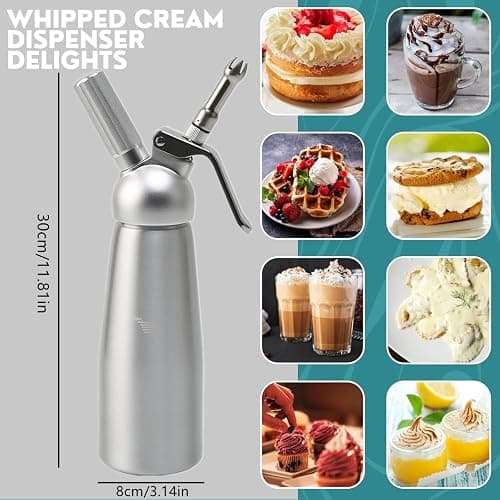 Professional Whipped Cream Dispenser 500ml/1 Pint Homemade Cream Maker with 3 Decorating Nozzles for Cake Cheese Dessert Shop thumbnail 3