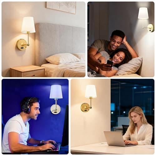 Lightbiz Battery Operated Wall Sconces Set of Two, Detachable Rechargeable Wall Lights RGB Dimmable, sconces Wall Decor of 2 with Remote for Bedroom, Living Room thumbnail 4