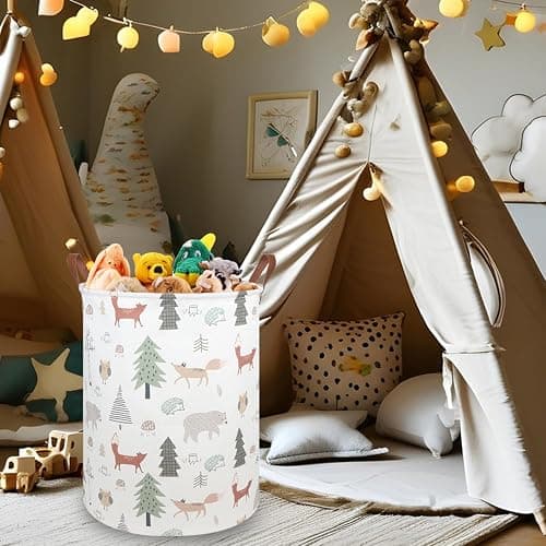 FXOLCSHE Animal Baby Laundry Basket,Woodland Animals Baby laundry hamper,Toy basket for boys,Nursery Hamper Gift Baskets for Bedroom,Toy Bin,Gift Basket.Baby room decor(Animal) thumbnail 2