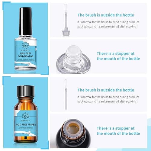 BORN PRETTY Nail Dehydrate and Primer, 15ml HEMA&TPO Free Dehydrator for Acrylic and Gel Nail Polish, Non Acid Primer for U V Gels, No Burn Fast Air Dry Nail Prep Dehydrator Set, 0.5oz thumbnail 7