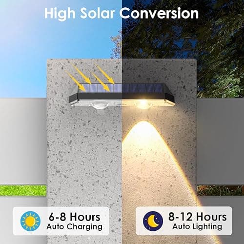 Solar Fence Lights Outdoor Waterproof LED - 3000/4000/6000K 3 Mode, IP65 Waterproof Fence Lights Solar Powered, Solar Wall Lights for Outside, Backyard/Step/Patio/Deck Fence/Stair Railings (12 pack) thumbnail 3
