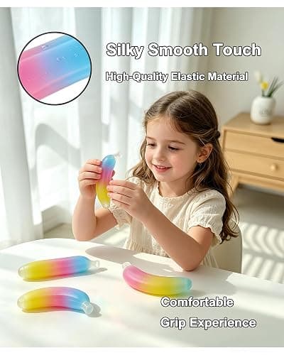 Ice Cube Squishy Banana Stress Ball – Super Soft Colorful Banana Shaped Slow Rising Squishy, Non-Toxic Squeeze Fidget Toys for Kids & Adults for ADHD, Anxiety Relief & Desk Fun thumbnail 7