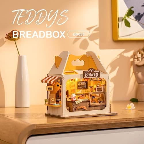 Wowood DIY Mini House Building Teddy Miniature Kit Breadbox, Miniverse Lifestyle Bookshelf Decoration, Cute Craft Kits for Women or Girls 14+, Kawaii Gifts Hobbies for Crafters (Teddy's Breadbox) thumbnail 2