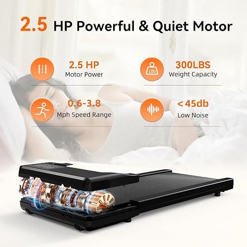 Walking Pad for Home Office, No-Assembly Treadmills with APP and Remote Control, LED Display, 2.5 HP Quiet Walking Jogging Machine, 300 lbs Capacity thumbnail 4