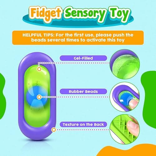 Sensory Marble Fidget Toys for Kids- 6 Pcs Quiet Fidget for Classroom, Gel Filled Autism Sensory Toys ADHD, Silent Stress Fidgets Squishy Worry Stones, Travel Road Trip Activities for Kids Gifts thumbnail 5