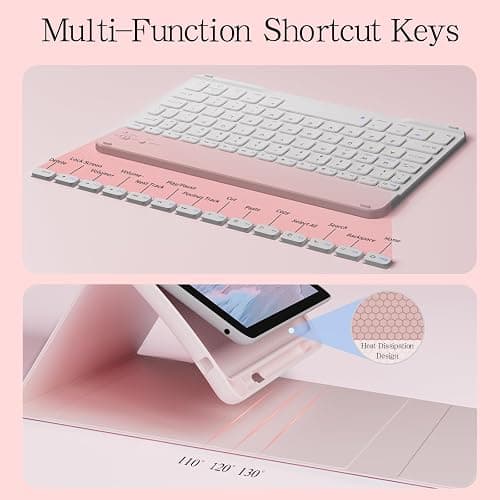 SZPSGC for iPad 9th 8th 7th Generation Case with Keyboard 10.2 Inch, Detachable Wireless Folio Keyboard Cover with Pencil Holder, iPad 10.2 Inch 2021/2020/2019 Model, Pink thumbnail 7