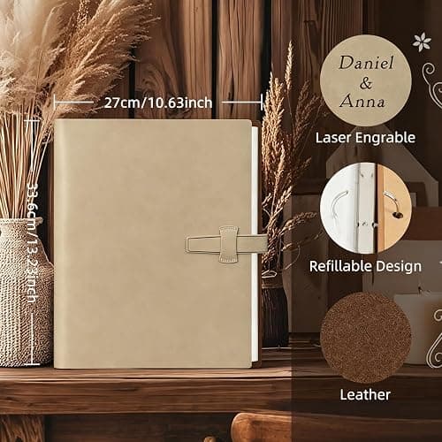 Miaikoe Photo Album 6x4 320 Photos, Leather Cover Album with 20PCS Kraft Writing Paper Scrapbook Holds 320 10x15cm Vertical Photos for Family Wedding Baby Graduation (Beige) thumbnail 2