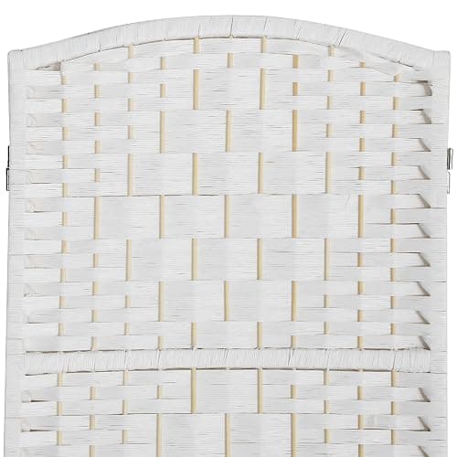 HOMCOM Room Divider 4 Panel, 6FT Tall Folding Privacy Screen, Freestanding Hand-Woven Partition for Room Separation with 360° Hinges, Paper Rope Diamond Weave, White thumbnail 8