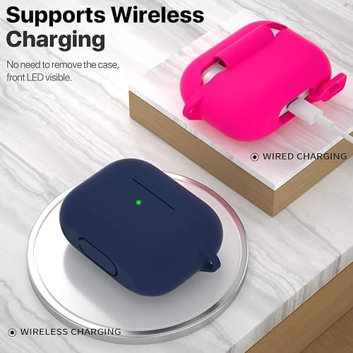 ATUAT for AirPods Pro 1st/2nd Generation Case Cover, Protective Silicone Skin Accessories with Keychain for Women Men for Apple AirPods Pro 2019/2022 Charging Case,Front LED Visible-Midnight Blue thumbnail 3