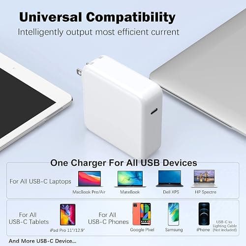 Mac Book Pro Charger - 120W USB C Fast Charger Adapter Compatible with MacBook Pro & MacBook Air 13, 14, 15, 16 inch, iPad Pro, Samsung Galaxy and All USB C Device thumbnail 6
