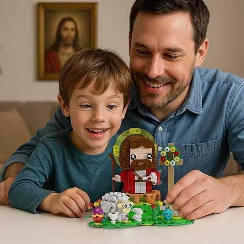 Jesus Figures Building Blocks Kit, Bible Story Good Shepherd with Sheep Bunny and Chick Blocks Toy Compatible with Brand as Easter Basket Stuffers, Christmas, Easter Gift for Christian Adults or Kids thumbnail 7