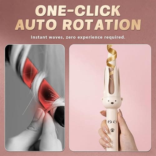 PretiHom Automatic Rotating Curling Iron & Wand, Hair Curler for Long Hair | Heats to 410°F (210°C). Fits below-shoulder to mid-back hair, normal to thick. 1.1in ceramic barrel, dual voltage thumbnail 6