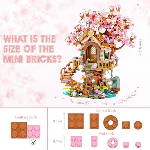 Vziimo Cherry Blossom Bonsai Tree Building Sets, Japanese Tree House Model Sets, 1149 PCS Mini Bricks Creative Gifts for Teens Adults 14+ thumbnail 3